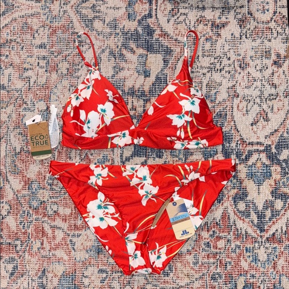 Volcom Orchid You Not Triangle Bikini Top + Hipster Bottoms Pistol Punch XL NWT - Picture 1 of 6